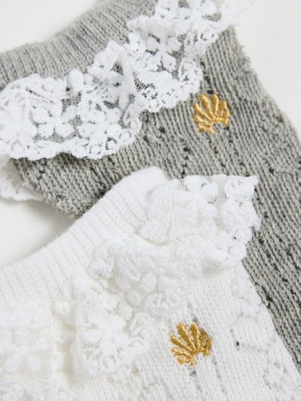 LELE SADOUGHI Set of Two Heather Socks in Ivory and Grey One Size Fits Most NWT